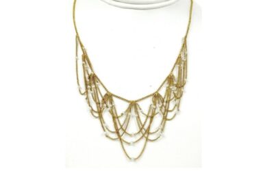 EDWARDIAN 14K/18K GOLD AND PEARL DRAPE NECKLACE