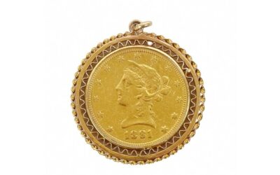 1881 U.S LIBERTY $10 GOLD COIN IN 18K GOLD PENDANT