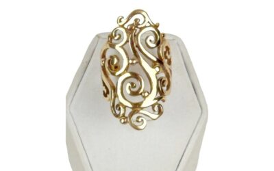 JAMES AVERY 14K GOLD LONG SORRENTO SCROLL RING
