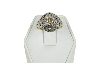 19TH C. POLAND 14K GOLD DIAMOND RING